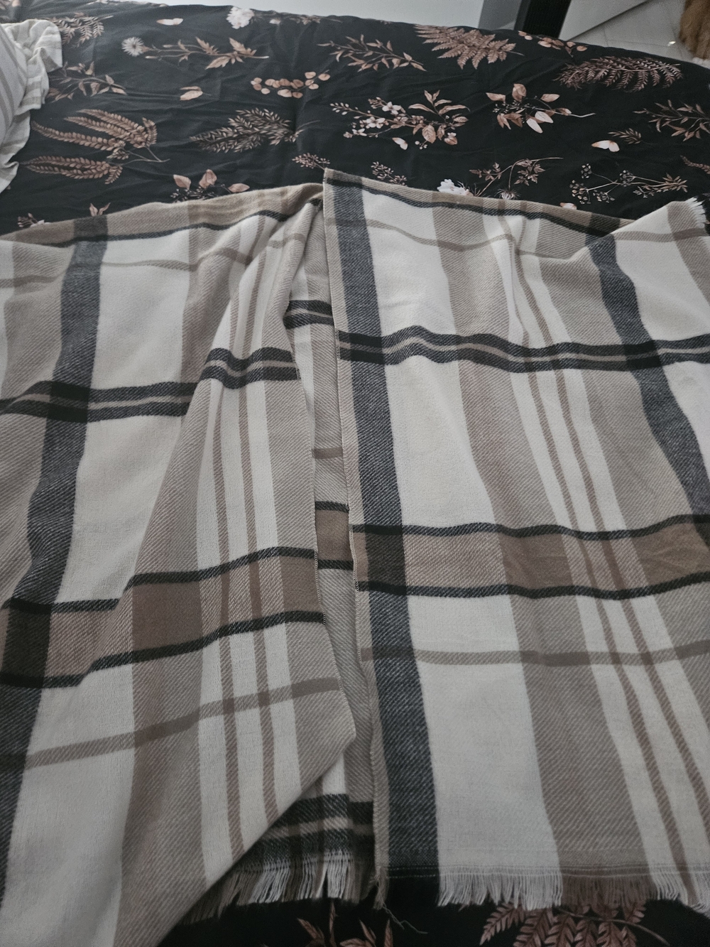 Plaid Fringe Poncho